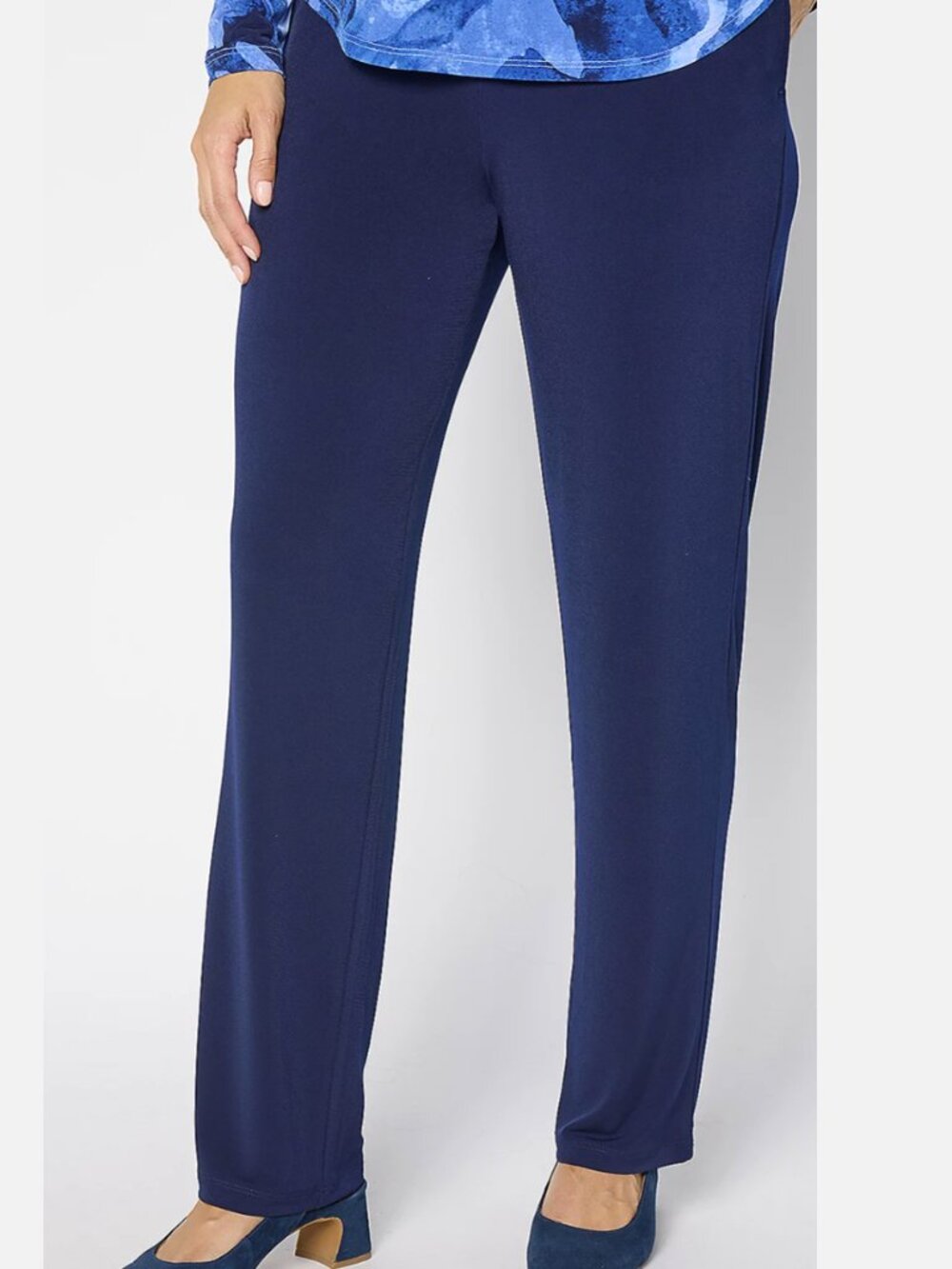 Susan Graver Essentials Liquid Knit Pants  NAVY  16563